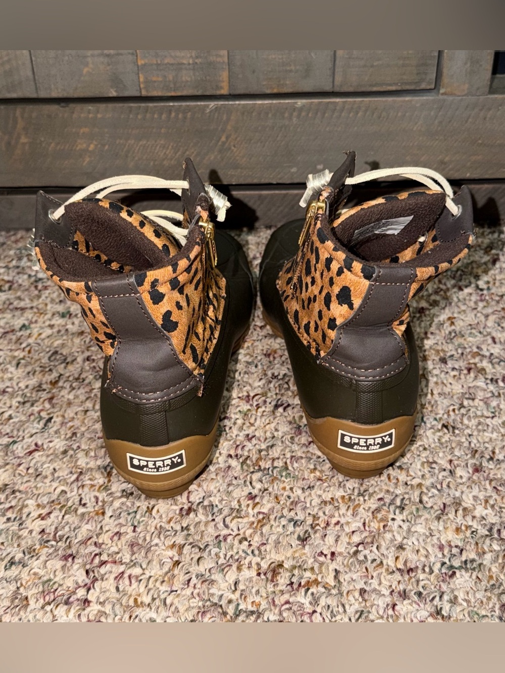 Women's size 7.5 winter rain waterproof boots Sperry Leopard-Print Duck Boots - Picture 4 of 8